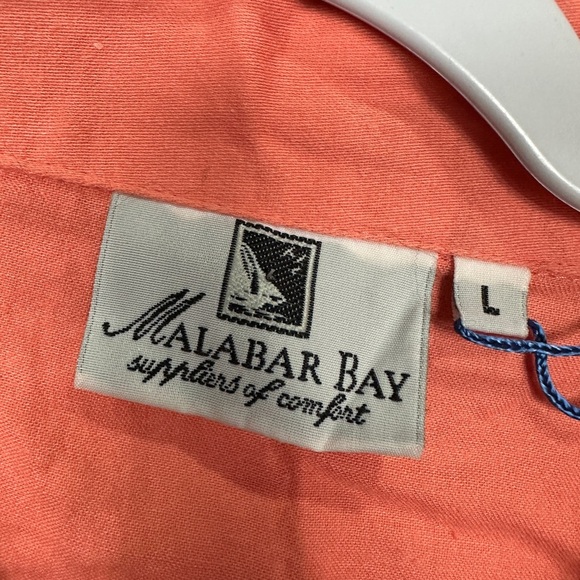 Malabar Bay Organic Cotton Button Up Sleep‎ Shirt Pajamas Sz L, NWOT - Picture 2 of 4
